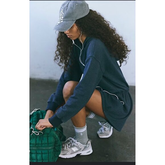 Free People Such a Flirt Romper Navy Blue Hooded Open Back Long Sleeve XS, S NEW - Picture 5 of 16